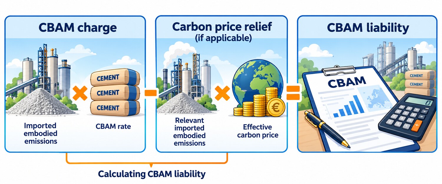 Diagram illustrating the UK CBAM liability calculation